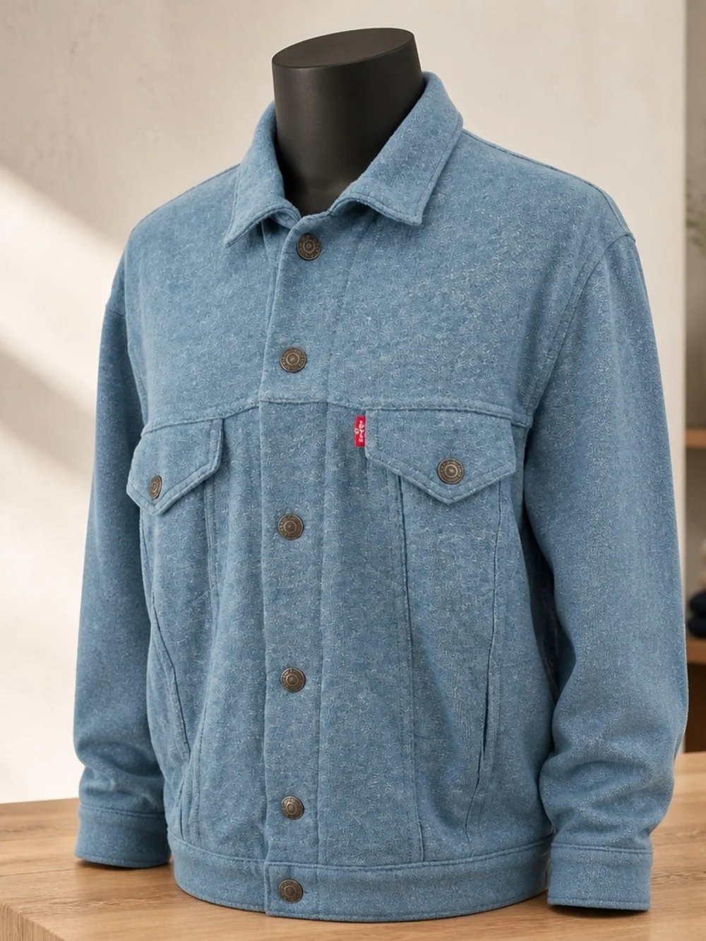 Levis Strauss Mens Light Blue Cotton Shirt Jacket Snap Front Size L - Picture 1 of 11